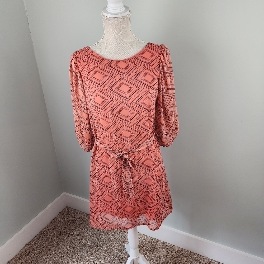 TRAC WOMEN'S BELTED WAIST COLD SHOULDER LINED DRESS SIZE SMALL